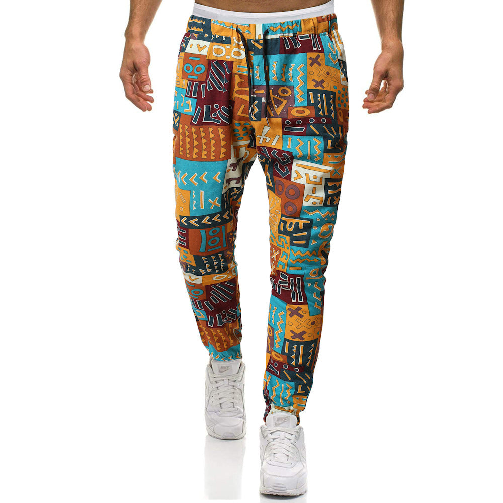 Herren Cargohose mit urbanem Print und elastischem Bund R&B