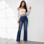 Damen Flared Jeans mit hohem Bund und moderner Passform R&B