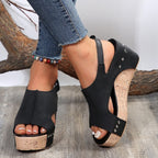 Damen Wedge-Sandalen mit anatomischem Fußbett und modischem Überkreuzriemen R&B