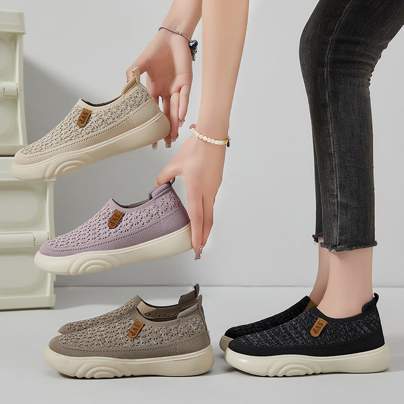 Damen Atmungsaktive Slip-On Freizeitschuhe mit rutschfester Sohle