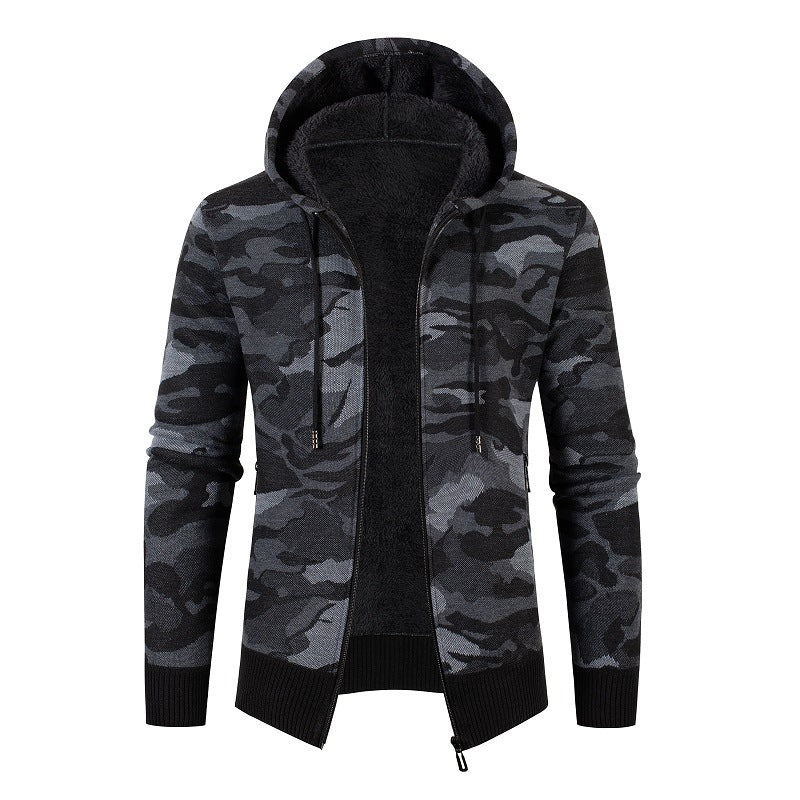 Herren lässige Jacke mit Fleece-Futter und Camouflage-Muster