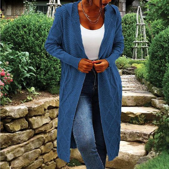 Damen Strickmantel mit offenem Schnitt und strukturiertem Zopfmuster R&B
