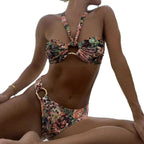 Damen Bandeau-Bikini mit einzigartigem Ring-Detail R&B