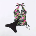 Damen Badeanzug mit floralem Design und verstellbaren Trägern R&B