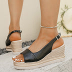 Damen Wedge-Sandalen mit elastischem Riemendesign und komfortablem Fußbett R&B