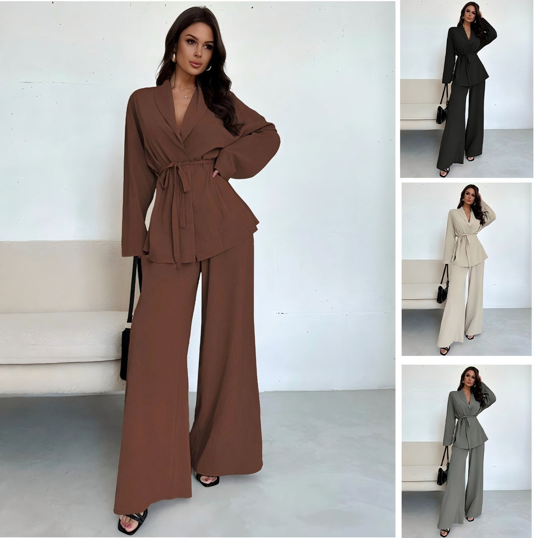 Damen elegantes, weiches Jumpsuit mit Bindegürtel R&B