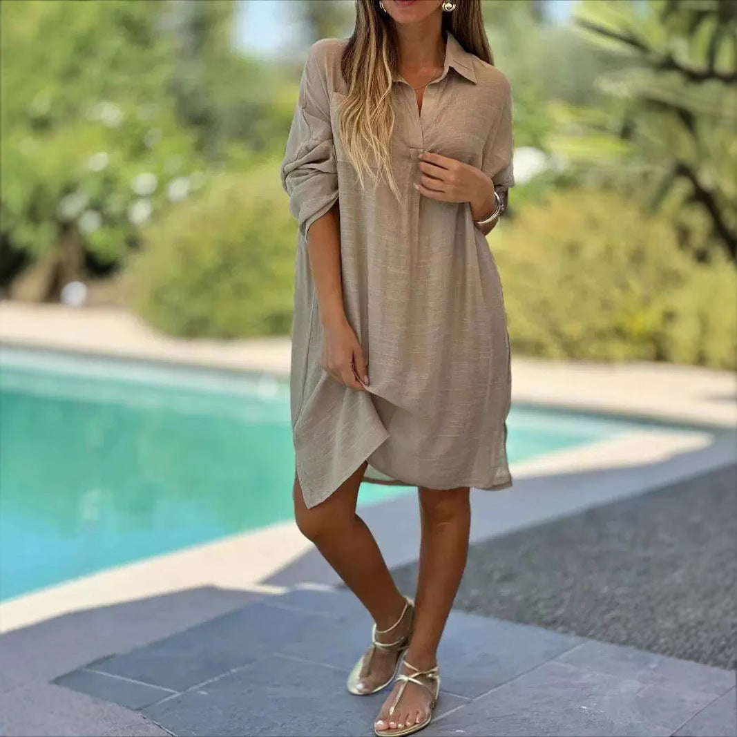 Damen Leichtes Hemdblusenkleid aus luftiger Baumwolle mit Knopfdetails R&B