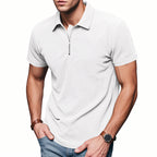 Herren Kurzarm Poloshirt mit Reißverschluss und strukturiertem Design R&B