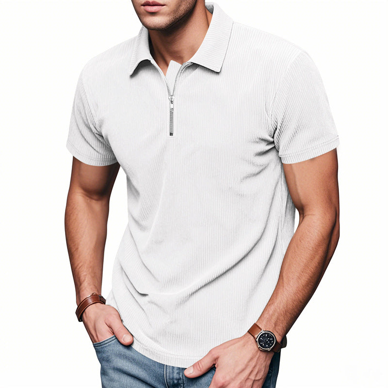 Herren Kurzarm Poloshirt mit Reißverschluss und strukturiertem Design R&B