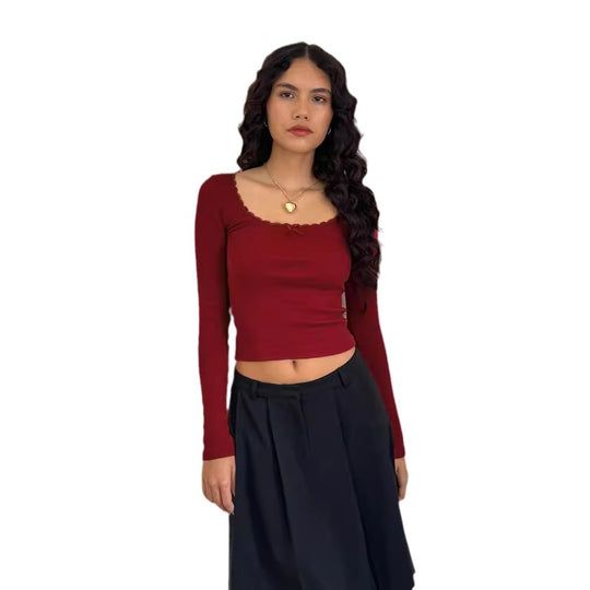 Damen Langarmshirt mit eleganter Rüsche und körpernaher Passform R&B