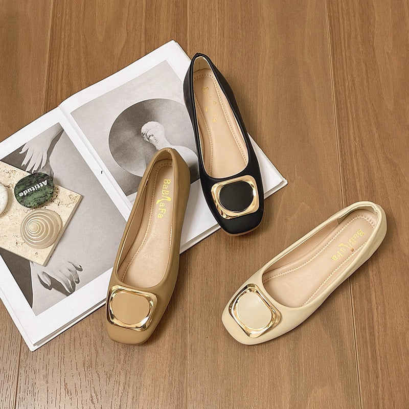 Damen elegante Ballerinas mit modischem Quadratverschluss R&B