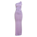 Damen Elegantes One-Shoulder-Maxikleid mit Raffungen und metallischem Detail R&B