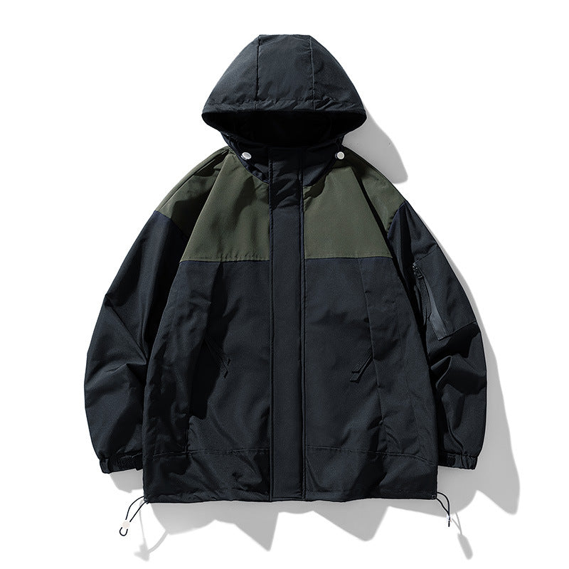 Herren funktionale Wetterjacke mit innovativem Kapuzen-Design und atmungsaktiven Einsätzen R&B