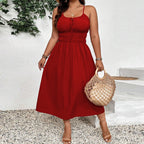 Damen Maxikleid mit verstellbaren Trägern und elastischem Bund R&B