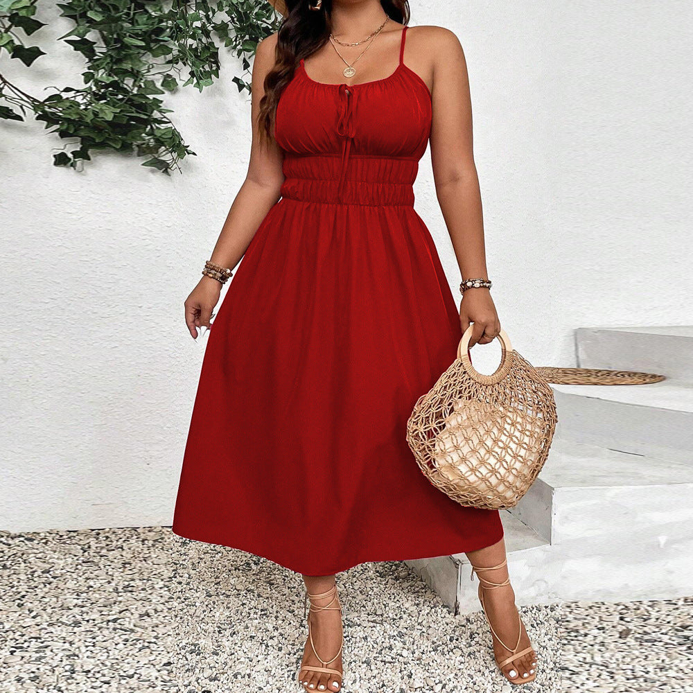 Damen Maxikleid mit verstellbaren Trägern und elastischem Bund R&B