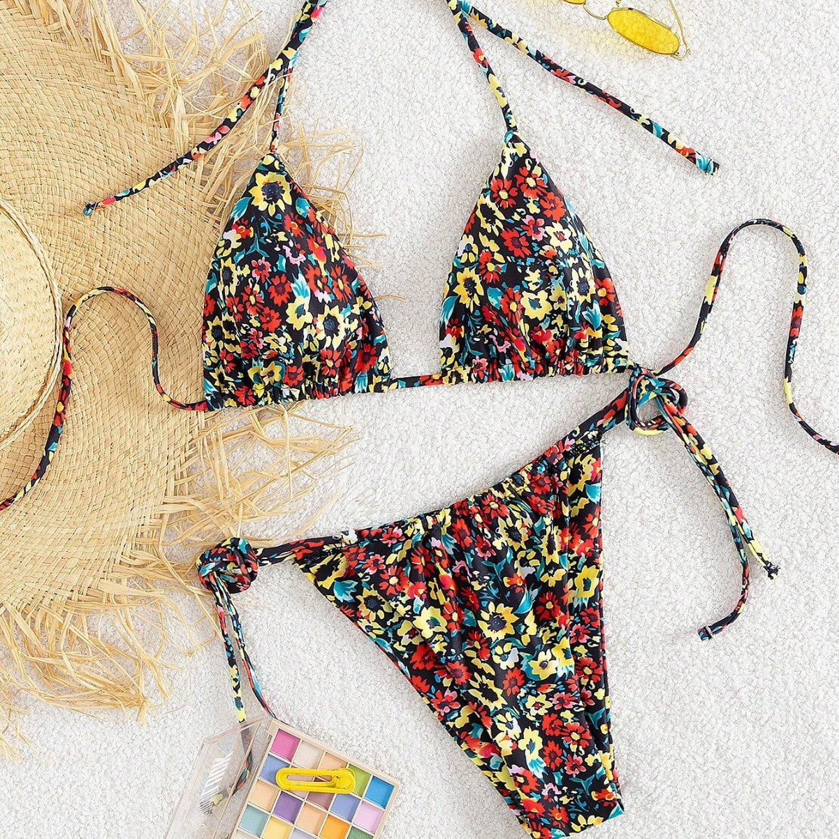 Damen Triangel-Bikini mit verspieltem Blumenmuster R&B