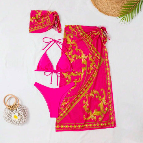 Damen elegantes Bikini-Set mit geschwungenem design und Pareo R&B