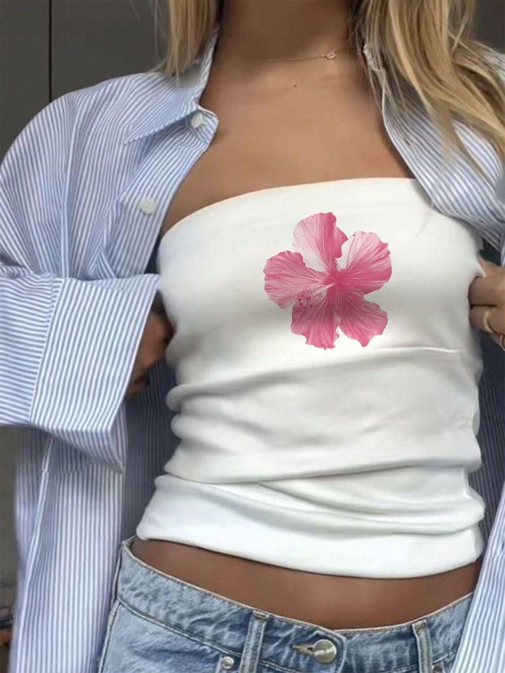Damen Bandeau-Top mit auffälligem Statement-Aufdruck R&B