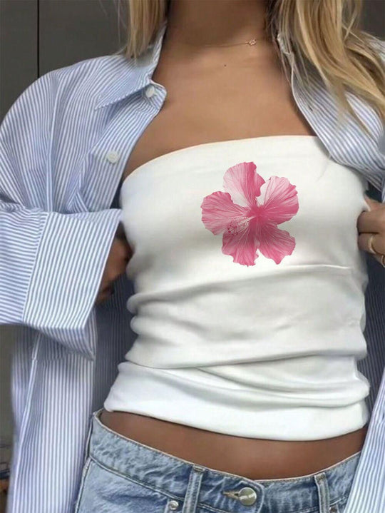 Damen Bandeau-Top mit auffälligem Statement-Aufdruck R&B