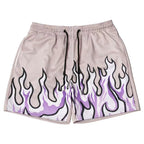 Damen Sportliche Mesh-Shorts mit trendigem Flammenmuster R&B