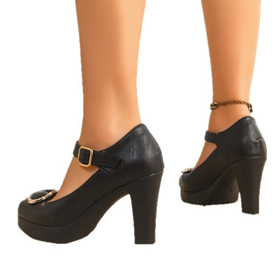 Damen Elegante Pumps mit modischem Riemchen und glamourösem Schnallen-Detail R&B