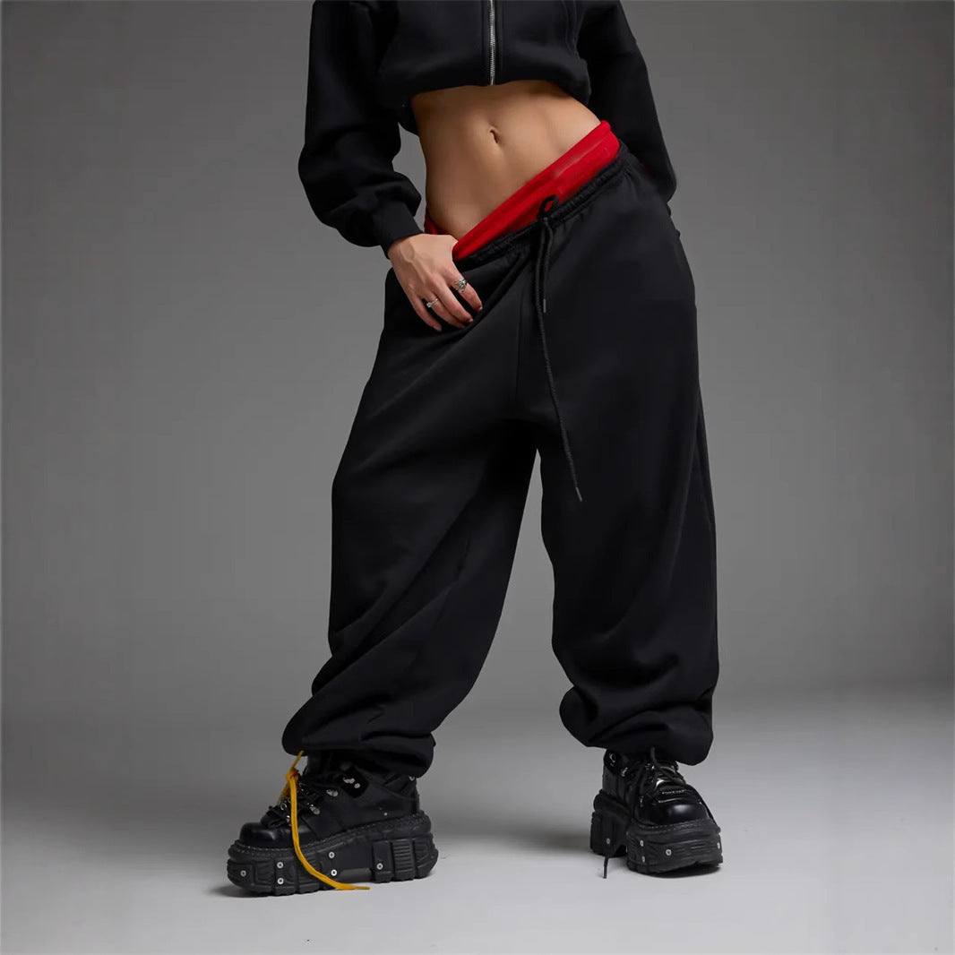 Damen lässige Freizeithose mit weitem Schnitt und elastischem Bund R&B
