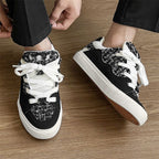 Damen Sneakers mit modischem Tweed-Design und übergroßen Schnürsenkeln