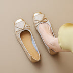 Damen elegante Ballerinas mit schimmerndem Spitze und modischem Schleifendetail