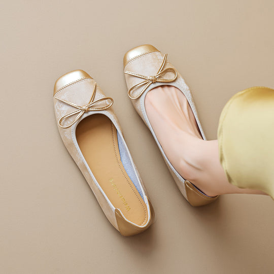 Damen elegante Ballerinas mit schimmerndem Spitze und modischem Schleifendetail R&B