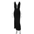 Damen Maxikleid mit tiefem V-Ausschnitt und seitlichem Schlitz R&B