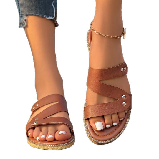Damen komfortable Cross-Sandalen mit modischer Riemchenstruktur R&B