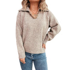 Damen Strickpullover mit elegantem Stehkragen und strukturierter Textur R&B