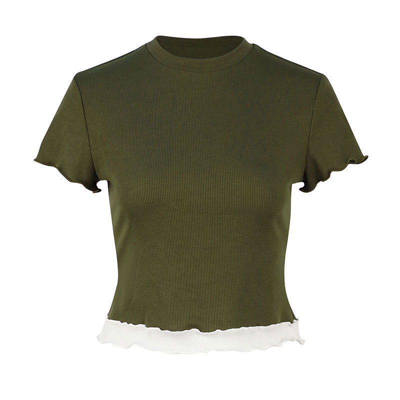Damen Crop-Top mit Rüschendetails R&B