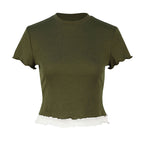 Damen Crop-Top mit Rüschendetails EB