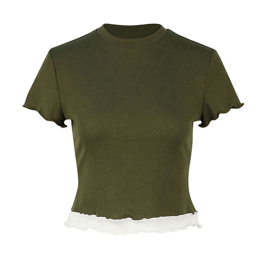 Damen Crop-Top mit Rüschendetails R&B