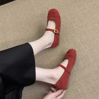 Damen Ballerinas mit modischem Riemchen und goldener Schnalle R&B