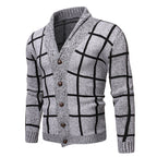 Herren modische Strickjacke mit V-Ausschnitt und modernem Karomuster R&B