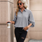 Damen Sportlicher Pullover mit modischen Knopfdetails und lässigem Schnitt R&B