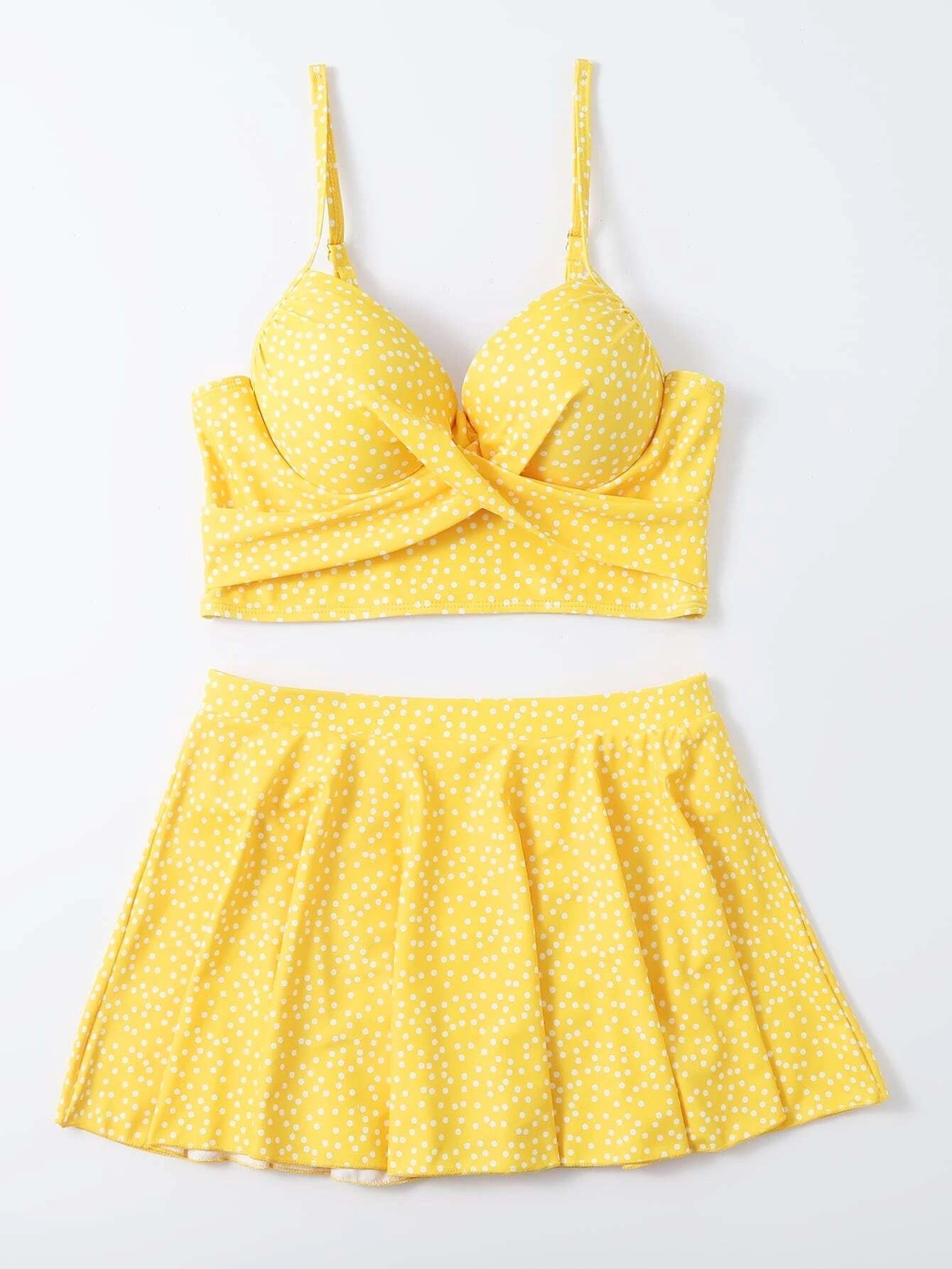 Damen Tankini-Set mit verspieltem Rock und gepolstertem Oberteil R&B