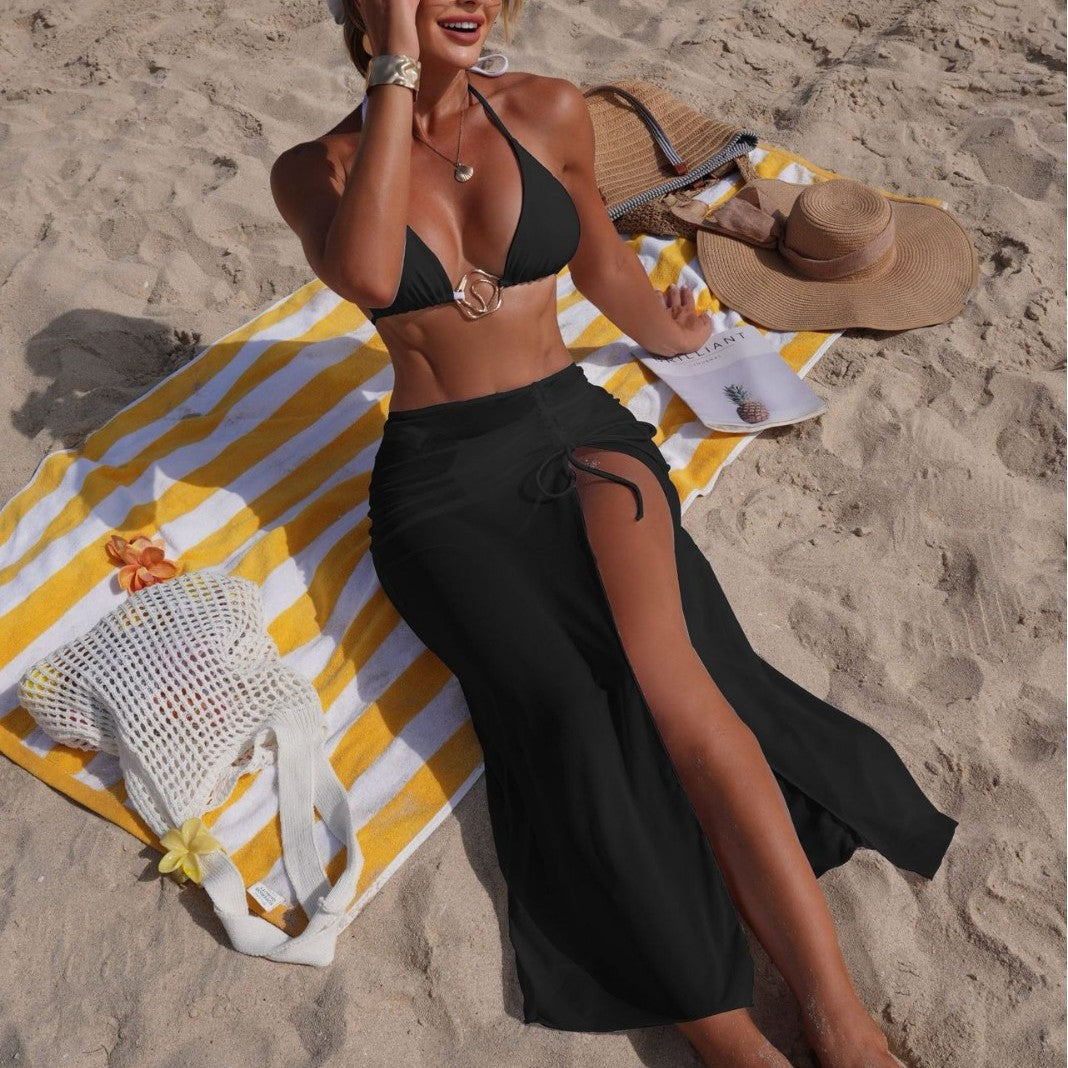 Damen Bikini mit elegantem Schnitt und modisch transparentem Rock R&B