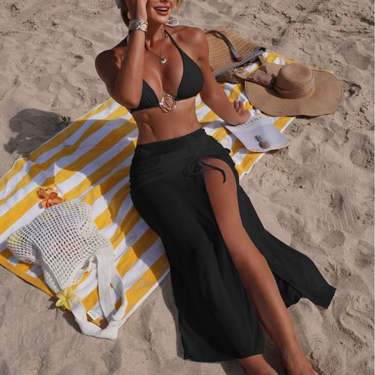 Damen Bikini mit elegantem Schnitt und modisch transparentem Rock R&B