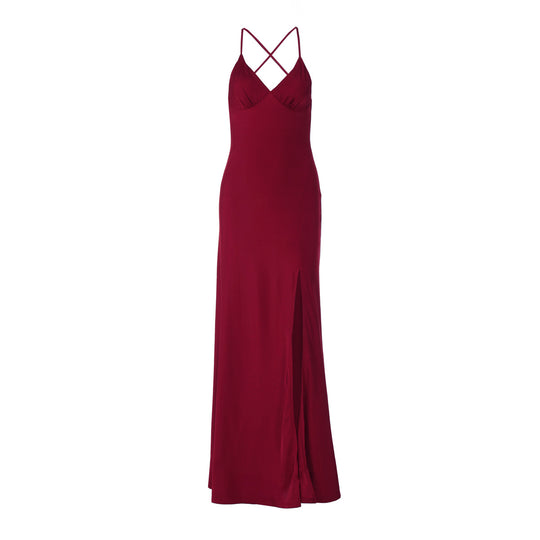 Damen Maxikleid mit raffinierten Spaghettiträgern und hohem Schlitz R&B
