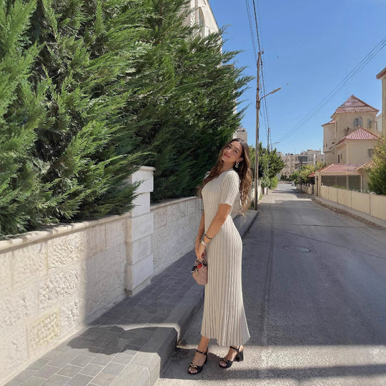 Damen Maxikleid aus feinem Rippenstrick R&B
