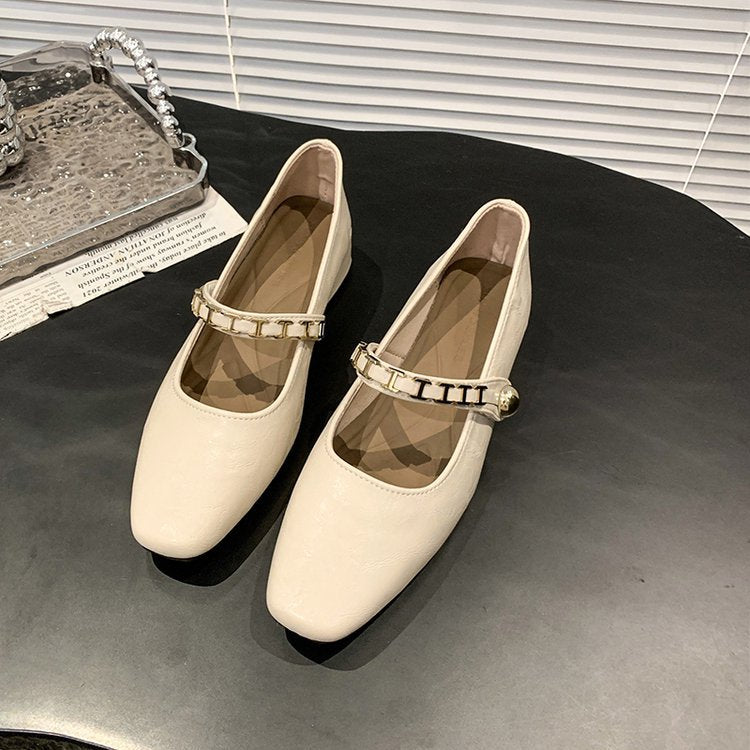 Damen elegante Mary Jane Ballerinas mit dekorativem Riemen R&B