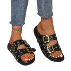 Damen Sandalen mit modischem Schnallen-Design und schimmernden Nieten R&B