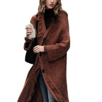 Damen Grober Strickcardigan mit fransigen Details und offenem Schnitt R&B