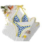 Damen Blumenmuster Bikini-Set mit verstellbaren Trägern und hohem Beinausschnitt R&B