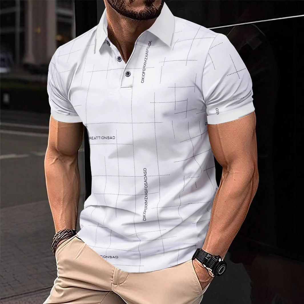 Herren Poloshirt mit modernem grafischen Druck und atmungsaktiven Eigenschaften R&B