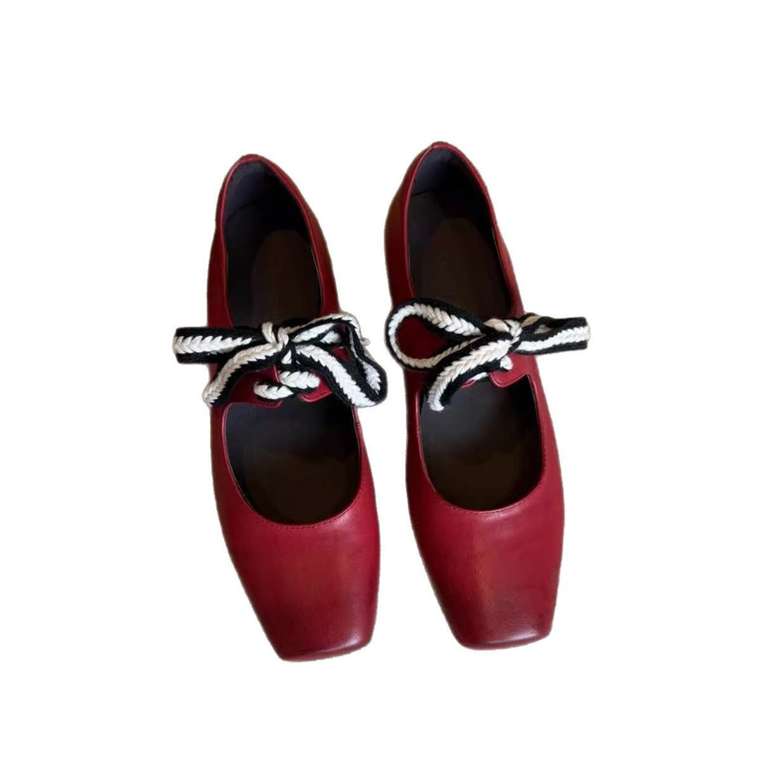 Damen elegante Ballerinas mit modischem SchnürDesign und komfortablem Blockabsatz R&B