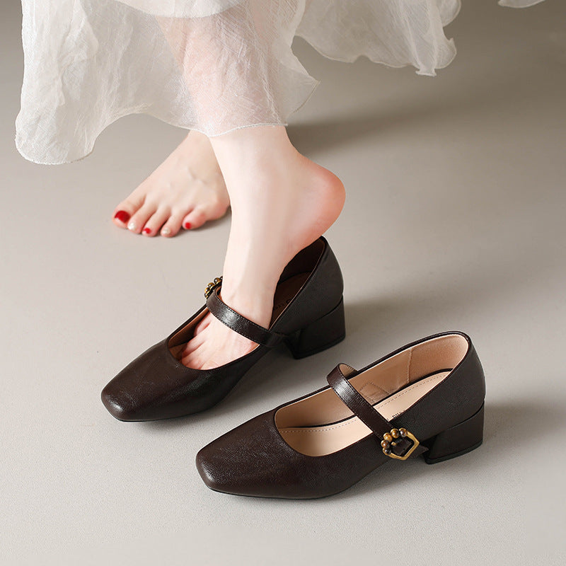 Damen Ballerina-Schuhe mit elegantem Riemchen und dekorativem Schnallen-Detail